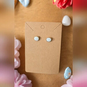 Circle Gold Plated White Stud Earrings